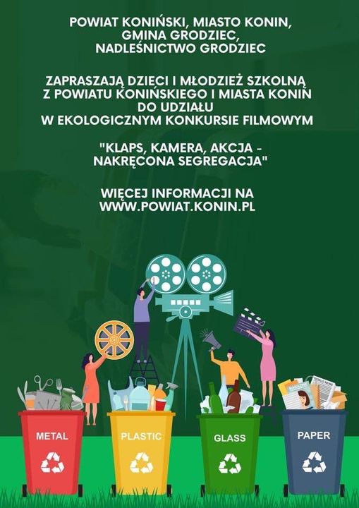 „Klaps, kamera, akcja – nakręcona segregacja” – konkurs ekologiczny - plakat