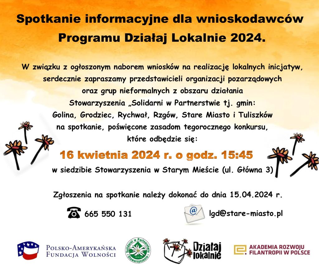 Nabór w ramach programu Działaj Lokalnie 2024 - spotkanieinformacyjne