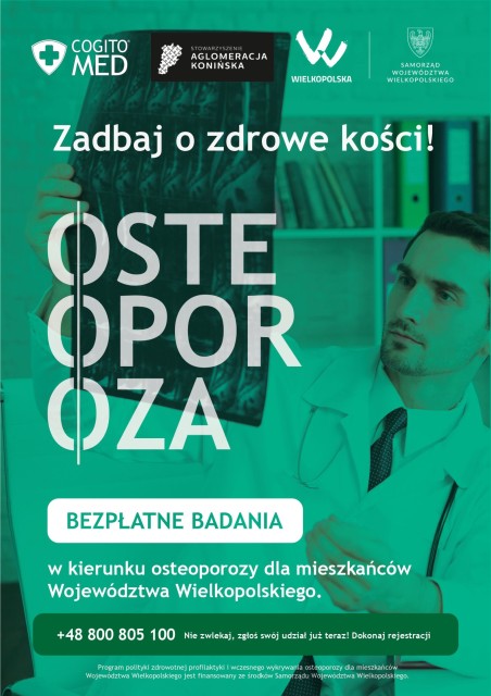Bezpłatne badania densytometryczne i przesiewowe badania wzroku - plakat