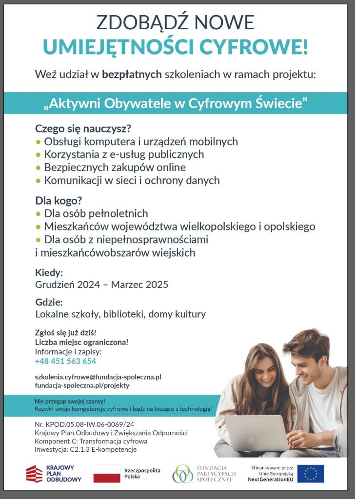 „Aktywni Obywatele w Cyfrowym Świecie” - plakat