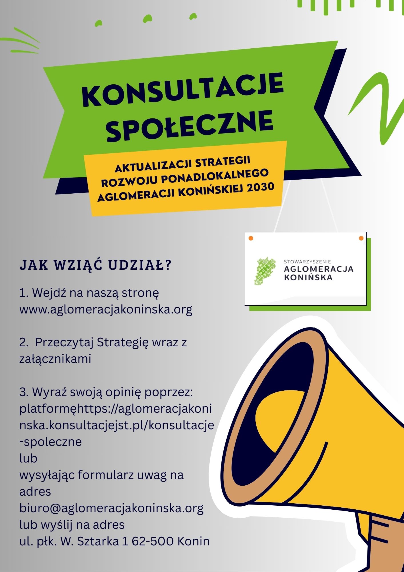 Konsultacje społeczne aktualizacji „Strategii Rozwoju Ponadlokalnego Aglomeracji Konińskiej 2030” - plakat 3
