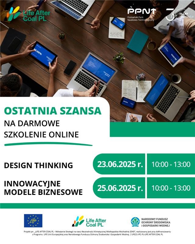 Bezpłatne szkolenia online w ramach Life After Coal! - plakat
