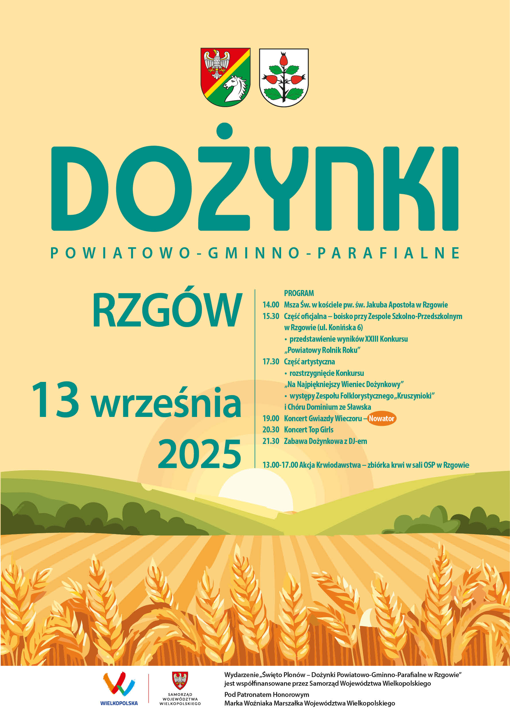Gmina Rzgów. Dożynki Powiatowo-Gminno-Parafialne 2025 - plakat