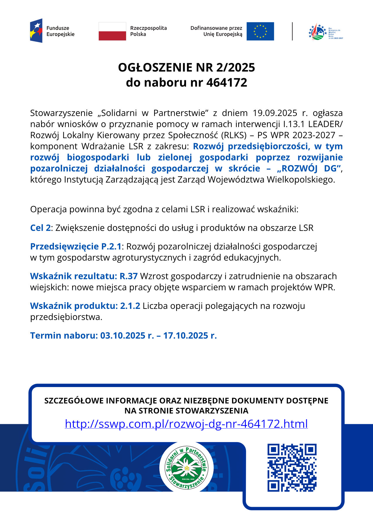 OGŁOSZENIE NR 2/2025 do naboru nr 464172 - plakat