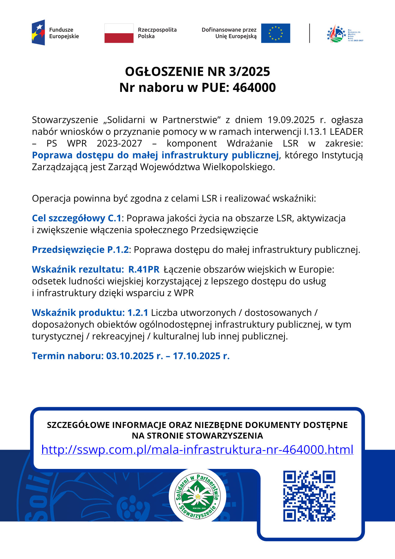 OGŁOSZENIE NR 3/2025 Nr naboru w PUE: 464000 - plakat